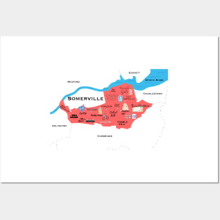 somerville, mass map Posters and Art